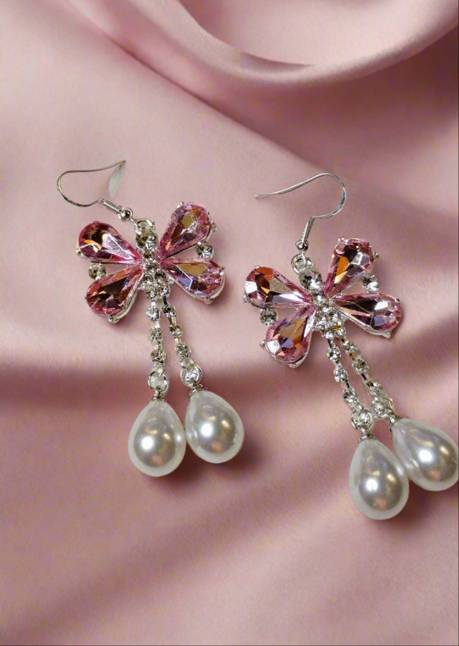 Pretty pink bow earrings