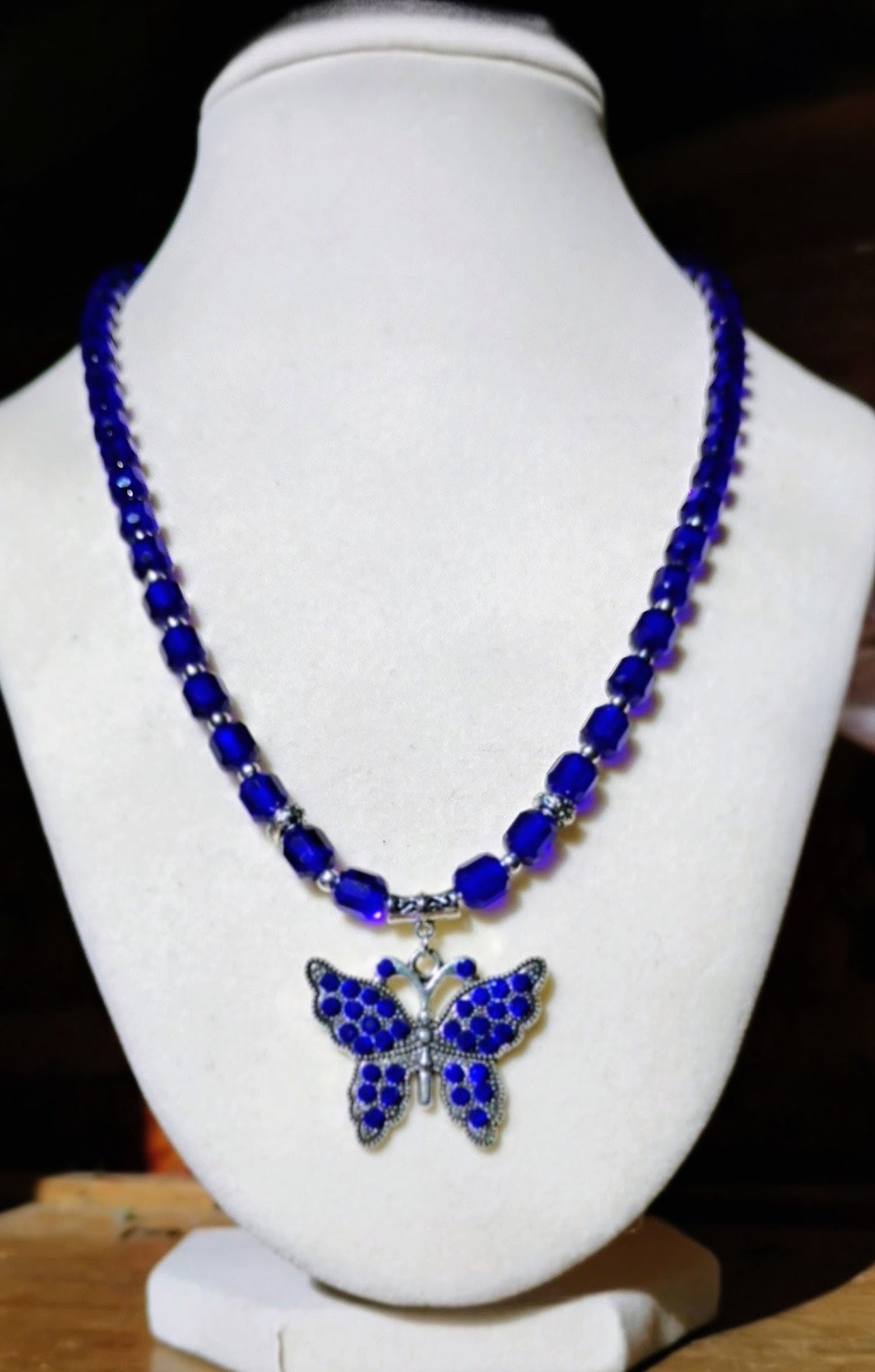 Royal blue butterfly necklace