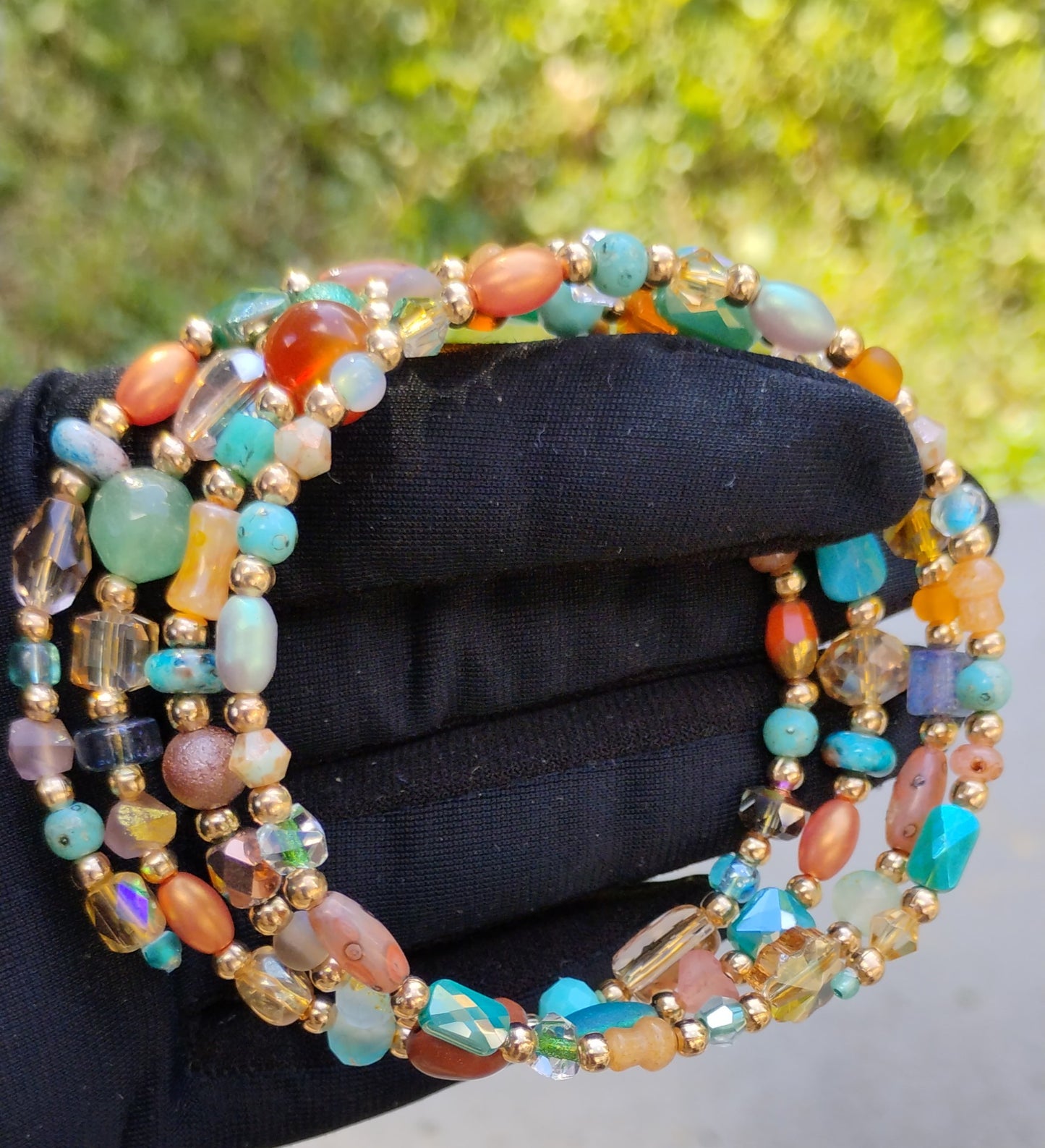 Multi colored wrap around ankle bracelet