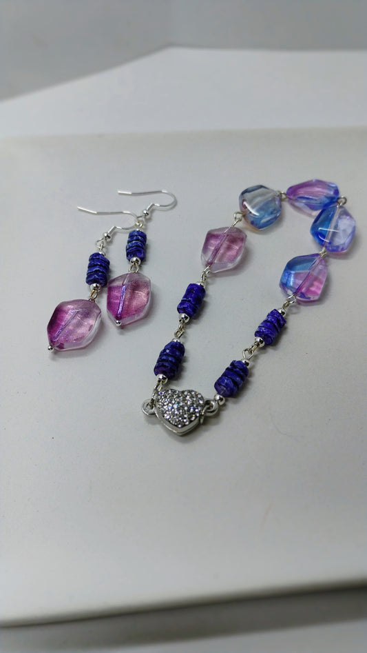 Beautiful butterfly 3 piece set earrings necklace bracelet