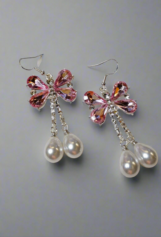 Pretty pink bow earrings