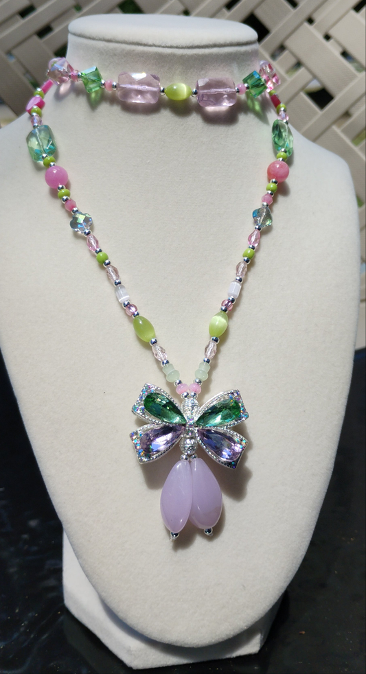 Beautiful long green and beaded necklace