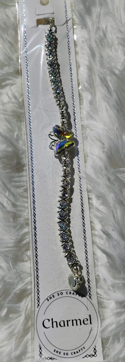 Pretty rhinestone butterfly bracelet magnetic closure