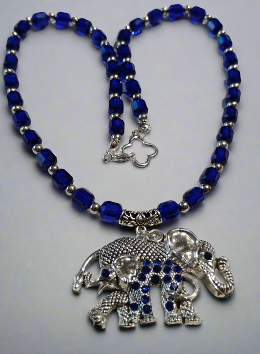 Pretty Royal blue elephant necklace
