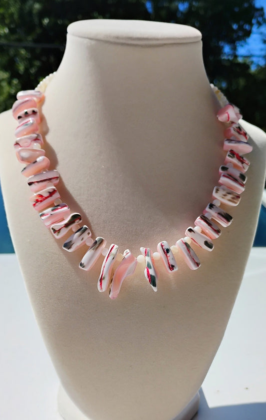 Beautiful pink multi-colored shell necklace