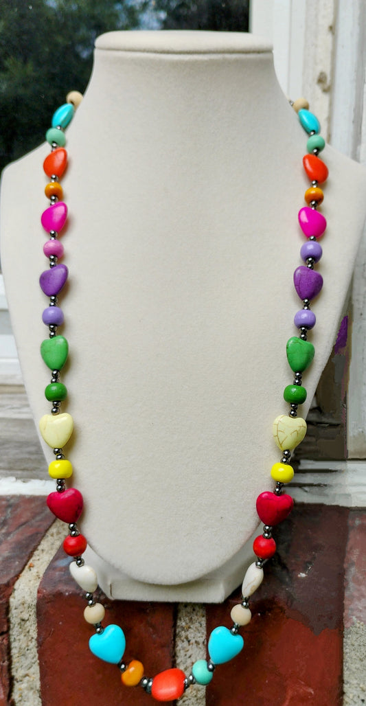 Pretty beaded howlite heart necklace