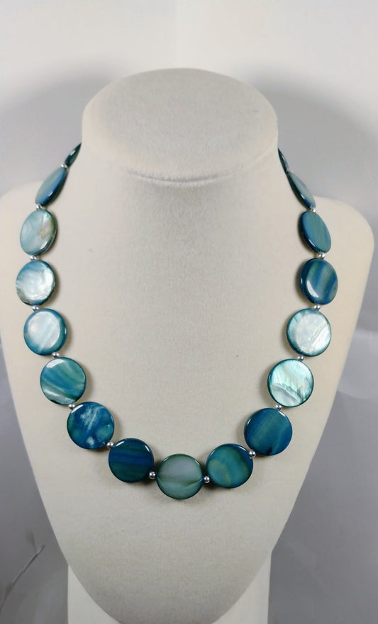 Gorgeous teal shell necklace