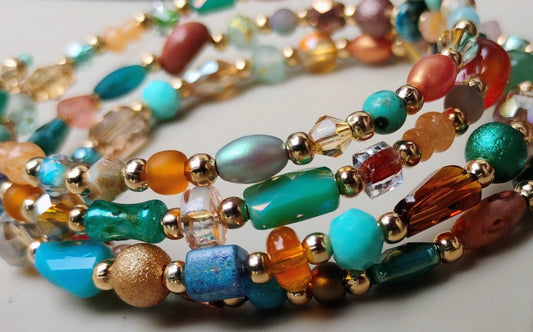 Multi colored wrap around ankle bracelet